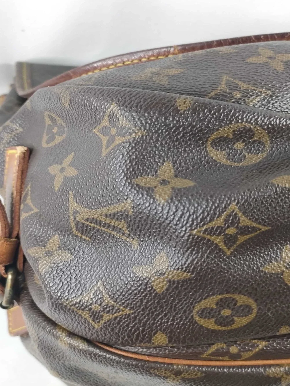 Large Saumur 35 LV Monogram Crossbody Messenger Bag in Brown and Tan